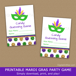 Printable Mardi Gras Party Game Candy Guessing Game Template