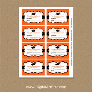 Orange and Black Graduation Candy Guessing Game Template