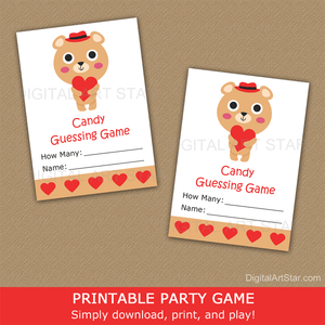Printable Party Game for Valentines Day Bear Themed