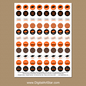Printable Personalized Graduation Stickers 2023 Orange and Black