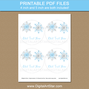 Printable Snowflake Baby Shower Centerpieces Blue Silver White