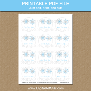 Printable Snowflake Cupcake Toppers Template Blue Silver White