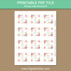 Printable Square Address Label Template Tulips