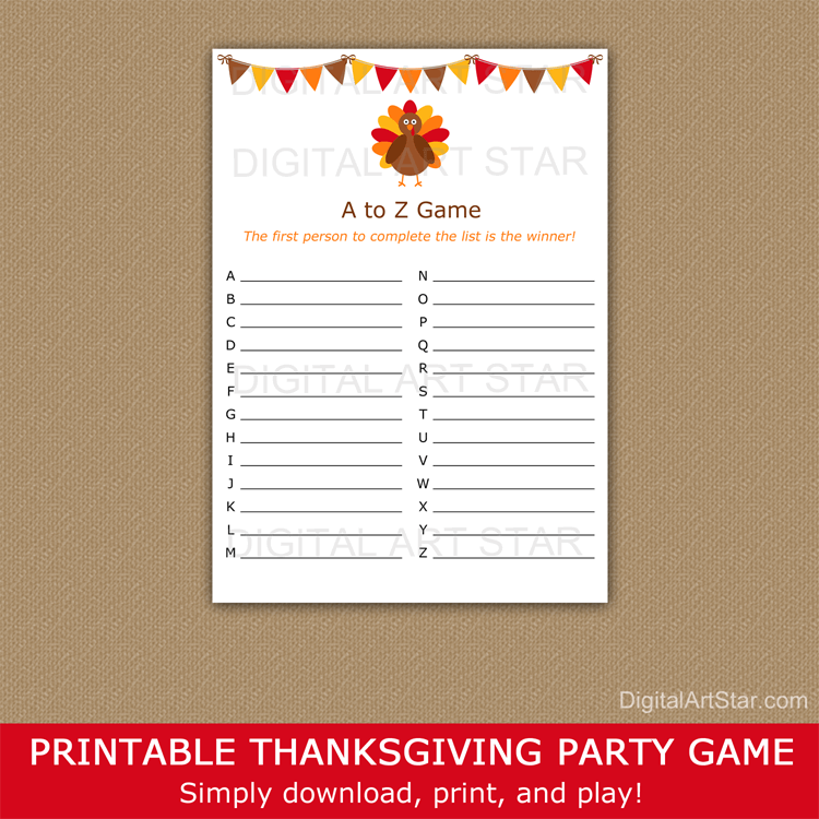 Thanksgiving Scattergories Printables - U Create