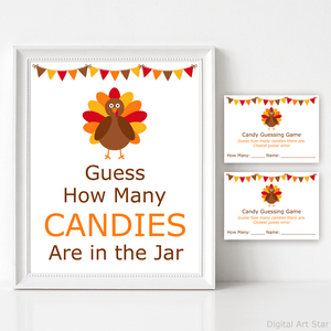 Printable Thanksgiving Candy Guessing Game and Sign