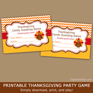Printable Thanksgiving Party Game Thanksgiving Candy Guessing Game Template