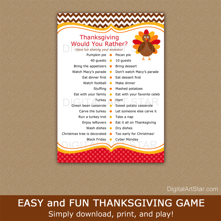 Thanksgiving Football Trivia Game Thanksgiving Game Kids 