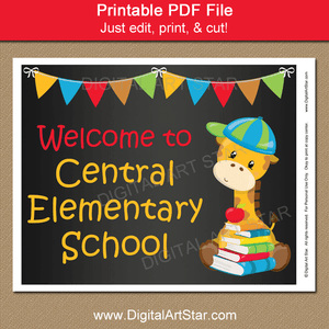Welcome to School Chalkboard Sign Template
