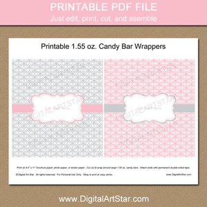 Printable Chocolate Wrappers for Baby Shower, Wedding, Birthday