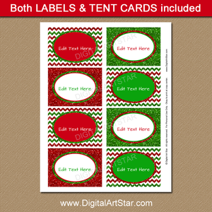 Printable Christmas Labels - Glitter Labels
