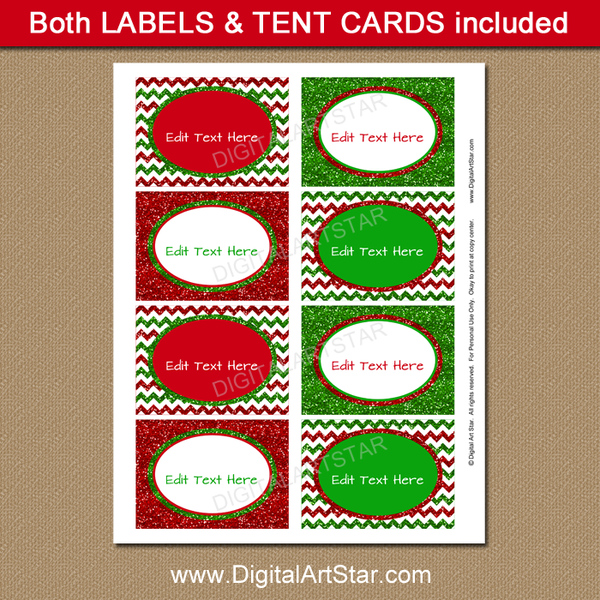 Printable Christmas Labels - Glitter Labels | Digital Art Star