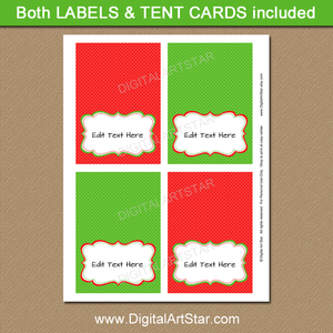 Christmas Place Cards in Red and Green