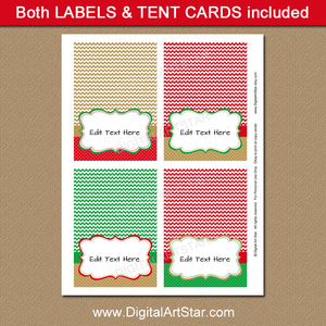 Editable Christmas Place Cards with Chevron