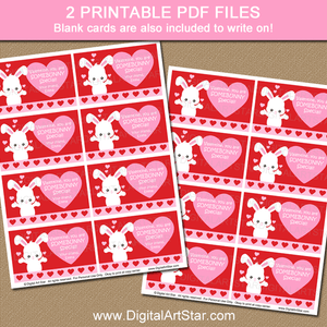 Bunny Valentines Day Cards Printable Template