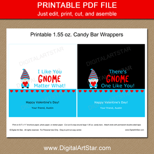 Printable Valentine Candy Bar Wrappers Gnome