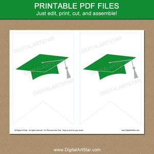 Printable Green and White Graduation Decorations