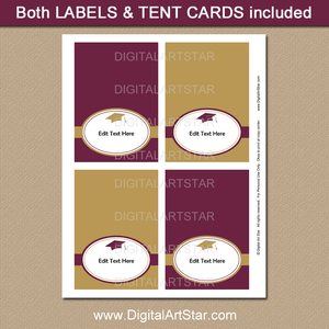 Maroon and Gold Graduation Place Cards Template
