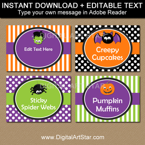 cute Halloween candy buffet labels by Digital Art Star