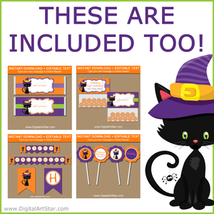 Halloween Candy Wrappers, Bag Toppers, Printable Banner, Cupcake Toppers