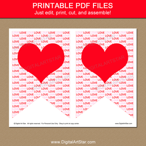 Printable Heart Banner for Valentines Day