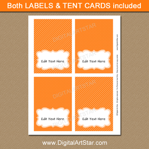 Printable Orange Food Labels with Editable Text