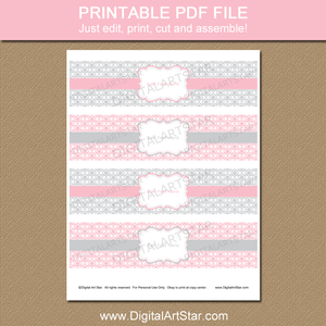 Printable Pink and Gray Bottle Labels