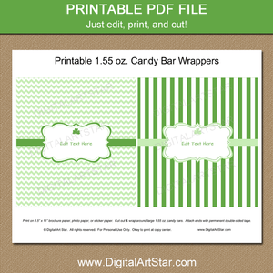 Printable Green St Patricks Day Chocolate Bar Wrappers