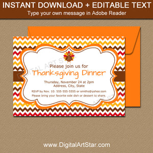 printable Thanksgiving invitation with chevron