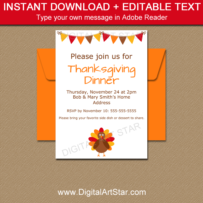 Printable Thanksgiving Invite
