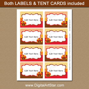Editable Thanksgiving Place Cards by DigitalArtStar