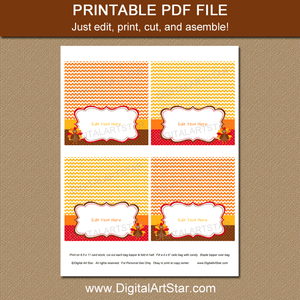 Printable Treat Bag Toppers for Thanksgiving 
