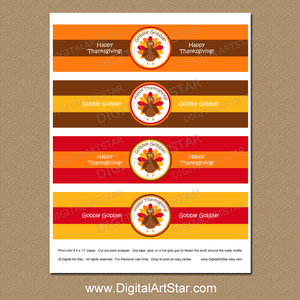 Downloadable Thanksgiving Water Bottle Labels