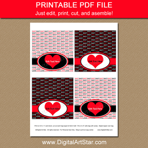 Printable Bag Toppers for Wedding or Valentine Favors