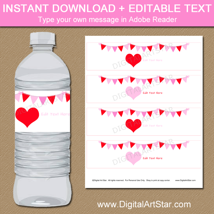 Valentines Day Hearts Stickers for Kids Printable Valentine Tags for  School, Editable Personalized Classroom Labels instant Download 