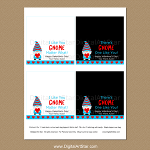 Downloadable Gnome Valentines Day Candy Bag Labels