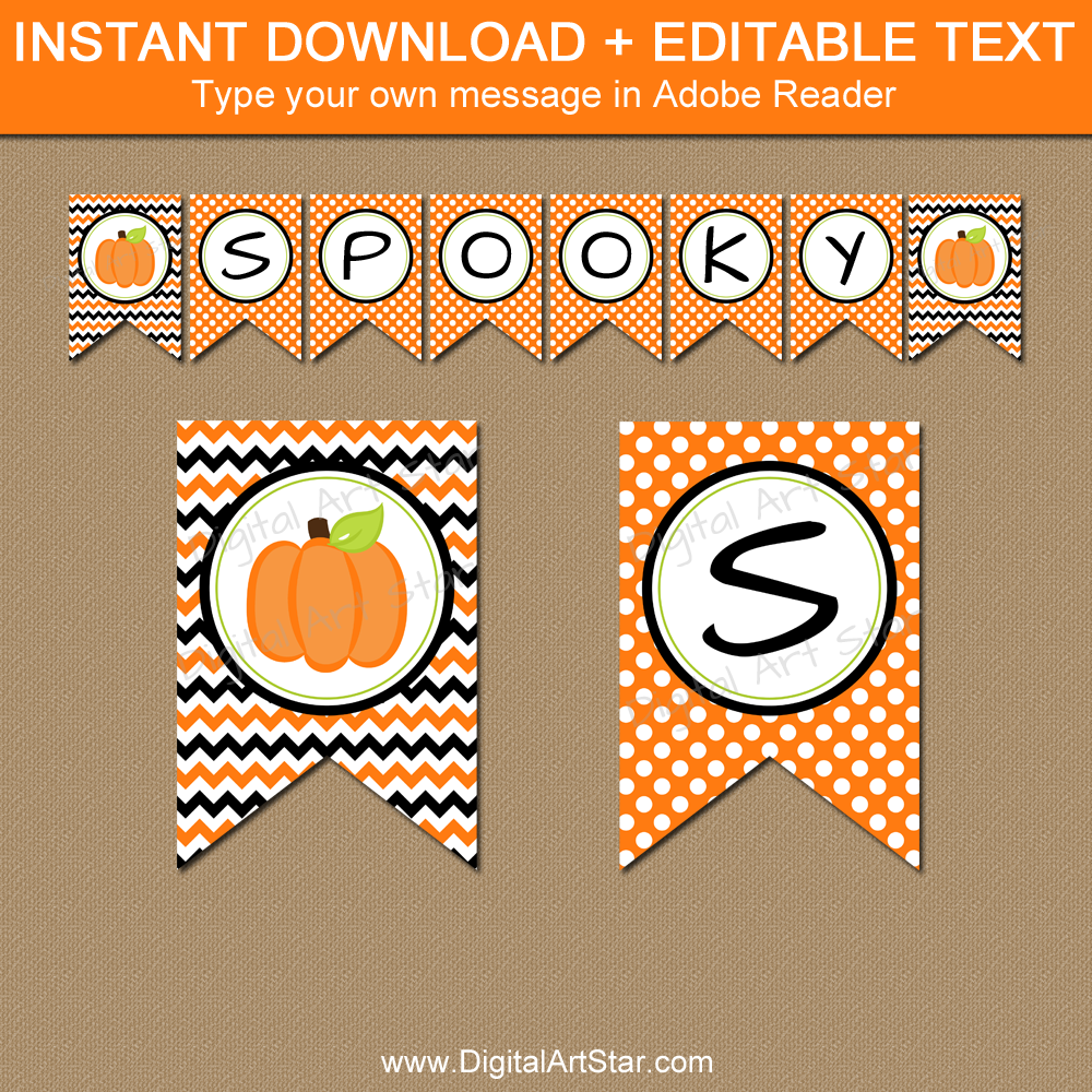 Pumpkin Banner Instant Download