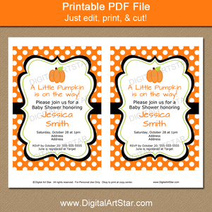 Printable Little Pumpkin Invitation