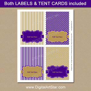 Purple and Gold Printable Place Cards