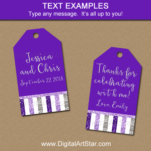 Glitter Purple and Silver Gift Tags