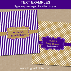 Purple and Gold Baby Shower Candy Bar Wrapper Template