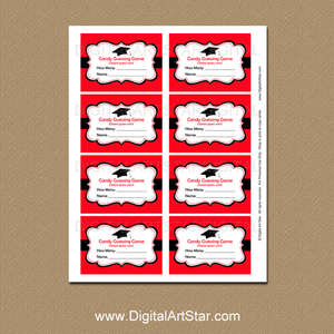 Red and Black Graduation Candy Guessing Game Printable
