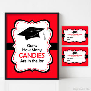 Red and Black Graduation Candy Guessing Game Template