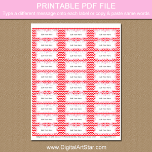 Red Chevron Valentine Address Labels Printable At Home