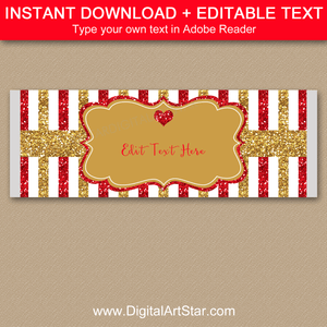 Red and Gold Wedding Candy Bar Wrapper Template