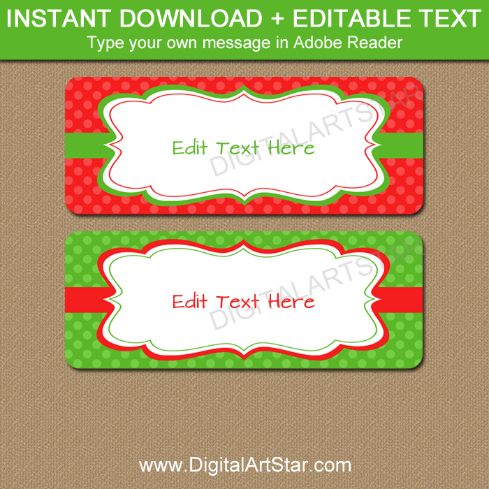 Red and Green Christmas Address Labels Printable