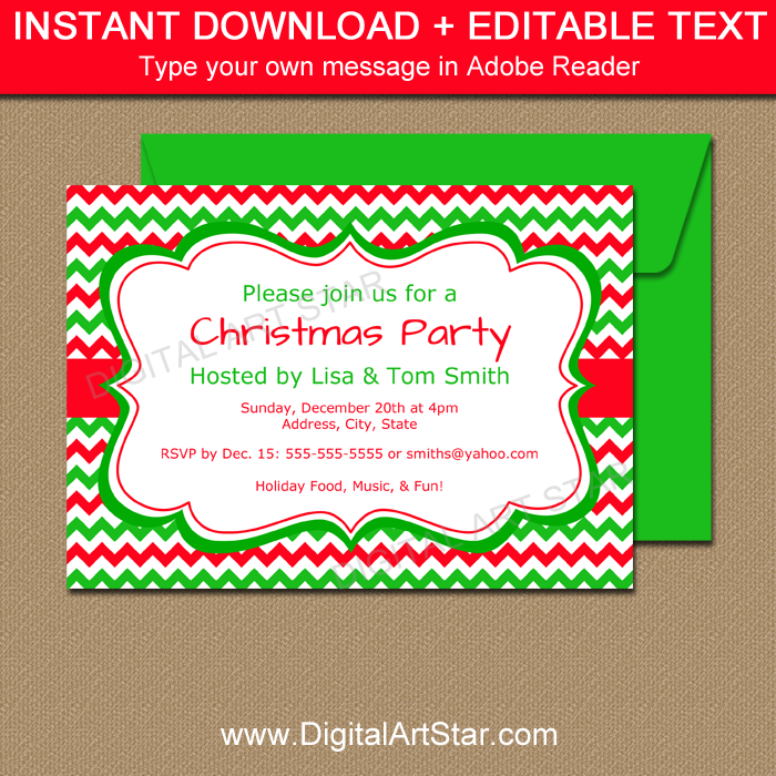 Red and Green Christmas Invitations