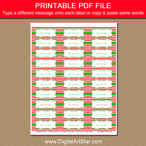 Printable Holiday Return Address Labels Template Red Chevron