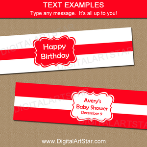 Editable Red Water Bottle Label Template