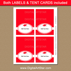 Red and White Graduation Printable Place Cards