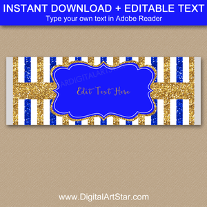 Royal Blue Gold White Candy Bar Wrapper Template for Boy Baby Shower Favors